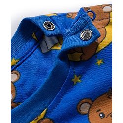 Babyhug Cotton Knit Full  Sleeves Co-ords Night Suit With Animal Print - Navy Blue