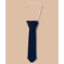 Babyhug Interlock Knit Full Sleeves Party Romper With Attached Checks Waistcoat & Tie - Navy Blue & Maroon