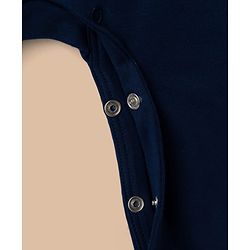 Babyhug Interlock Knit Full Sleeves Party Romper With Attached Checks Waistcoat & Tie - Navy Blue & Maroon