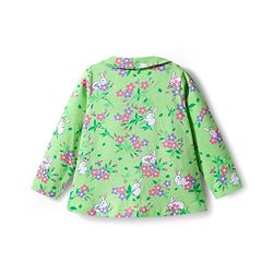 Babyhug Cotton Knit Full Sleeves Co-ords Night Suit With Floral Print - Green
