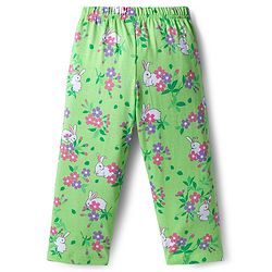 Babyhug Cotton Knit Full Sleeves Co-ords Night Suit With Floral Print - Green