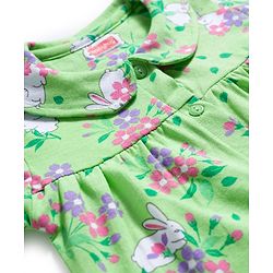 Babyhug Cotton Knit Full Sleeves Co-ords Night Suit With Floral Print - Green