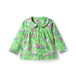 Babyhug Cotton Knit Full Sleeves Co-ords Night Suit With Floral Print - Green