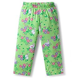 Babyhug Cotton Knit Full Sleeves Co-ords Night Suit With Floral Print - Green