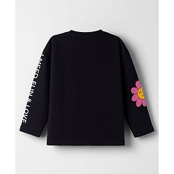 Babyhug Cotton Knit Full Sleeves T-Shirt With Text Print - Black