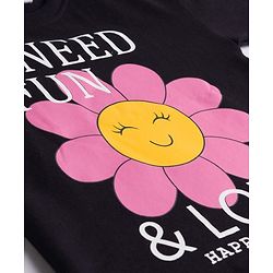 Babyhug Cotton Knit Full Sleeves T-Shirt With Text Print - Black