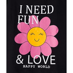 Babyhug Cotton Knit Full Sleeves T-Shirt With Text Print - Black