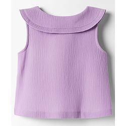 Babyhug Crinkled Crepe Woven Sleeveless Top With Floral Embroidery - Lilac