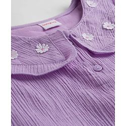 Babyhug Crinkled Crepe Woven Sleeveless Top With Floral Embroidery - Lilac
