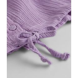 Babyhug Crinkled Crepe Woven Sleeveless Top With Floral Embroidery - Lilac