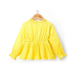 Babyhug Cotton Woven Full Sleeves Top with Floral Embroidery - Yellow