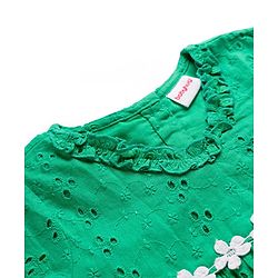 Babyhug Cotton Woven Full Sleeves Chiffli Top - Green
