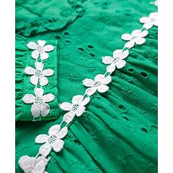Babyhug Cotton Woven Full Sleeves Chiffli Top - Green