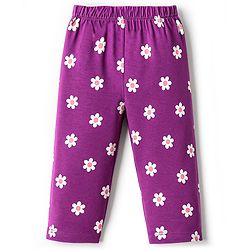 Babyhug Cotton Knit Full Sleeves Night Suit With Floral Print - Purple