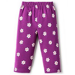 Babyhug Cotton Knit Full Sleeves Night Suit With Floral Print - Purple