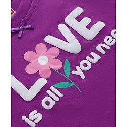 Babyhug Cotton Knit Full Sleeves Night Suit With Floral Print - Purple