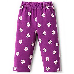 Babyhug Cotton Knit Full Sleeves Night Suit With Floral Print - Purple