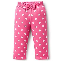 Babyhug Cotton Knit Full Sleeves Night Suit With Text & Heart Print - Pink