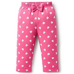 Babyhug Cotton Knit Full Sleeves Night Suit With Text & Heart Print - Pink