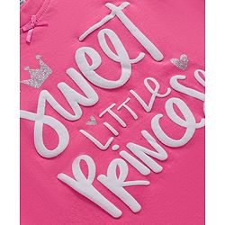 Babyhug Cotton Knit Full Sleeves Night Suit With Text & Heart Print - Pink