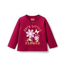Babyhug Cotton Knit Full Sleeves Night Suit With Floral Print & Text Print - Maroon