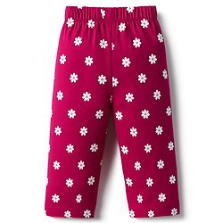 Babyhug Cotton Knit Full Sleeves Night Suit With Floral Print & Text Print - Maroon