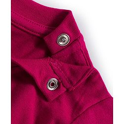 Babyhug Cotton Knit Full Sleeves Night Suit With Floral Print & Text Print - Maroon