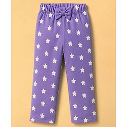 Babyhug Cotton Knit Full Sleeves Night Suit With Text Print - Lavender & White