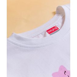 Babyhug Cotton Knit Full Sleeves Night Suit With Text Print - Lavender & White
