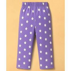 Babyhug Cotton Knit Full Sleeves Night Suit With Text Print - Lavender & White