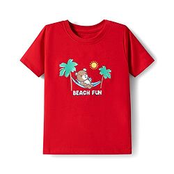 Babyhug 100% Cotton Single Jersey Knit Half Sleeves T-Shirt With Animal Print Pack Of 3 - Red Navy Blue & Yellow
