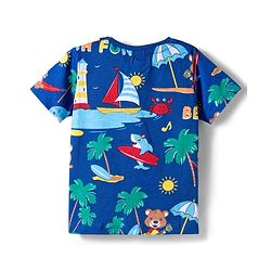 Babyhug 100% Cotton Single Jersey Knit Half Sleeves T-Shirt With Animal Print Pack Of 3 - Red Navy Blue & Yellow