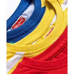 Babyhug 100% Cotton Single Jersey Knit Half Sleeves T-Shirt With Animal Print Pack Of 3 - Red Navy Blue & Yellow