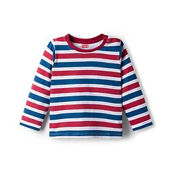 Babyhug 100 % Cotton Knit Full Sleeves T-Shirt with Stripes & Animal Print Pack of 3 - Red & Navy Blue
