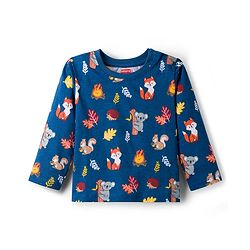 Babyhug 100 % Cotton Knit Full Sleeves T-Shirt with Stripes & Animal Print Pack of 3 - Red & Navy Blue