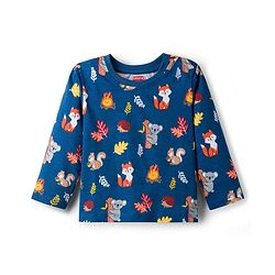 Babyhug 100 % Cotton Knit Full Sleeves T-Shirt with Stripes & Animal Print Pack of 3 - Red & Navy Blue
