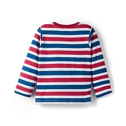 Babyhug 100 % Cotton Knit Full Sleeves T-Shirt with Stripes & Animal Print Pack of 3 - Red & Navy Blue