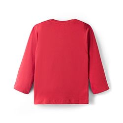 Babyhug 100 % Cotton Knit Full Sleeves T-Shirt with Stripes & Animal Print Pack of 3 - Red & Navy Blue