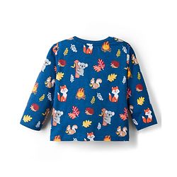 Babyhug 100 % Cotton Knit Full Sleeves T-Shirt with Stripes & Animal Print Pack of 3 - Red & Navy Blue
