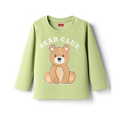 Babyhug 100% Cotton Full Sleeves T-Shirt With Animal Print - Olive Green