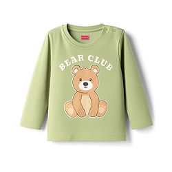 Babyhug 100% Cotton Full Sleeves T-Shirt With Animal Print - Olive Green