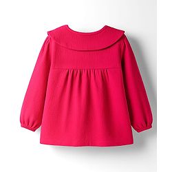 Babyhug 100% Cotton Knit Full Sleeves Top with Floral Embroidery - Red