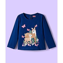 Babyhug 100% Cotton Single Jersey Knit Full Sleeves T-Shirt With Floral & Animal Print Pack Of 3 - Navy Blue Pink & White