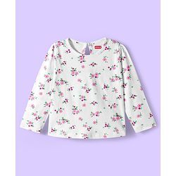 Babyhug 100% Cotton Single Jersey Knit Full Sleeves T-Shirt With Floral & Animal Print Pack Of 3 - Navy Blue Pink & White