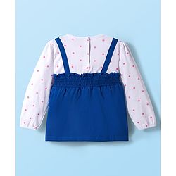 Babyhug 100% Cotton Full Sleeves Floral Printed Top with Bow Applique - Blue & White
