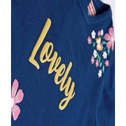 Babyhug Single Jersey Knit Full Sleeves Top With Floral Print - Navy Blue