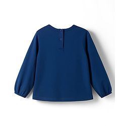 Babyhug Single Jersey Knit Full Sleeves Top With Floral Print - Navy Blue