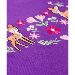 Babyhug 100% Cotton Knit Full Sleeves Top with Floral & Deer Embroidery - Purple