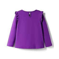 Babyhug 100% Cotton Knit Full Sleeves Top with Floral & Deer Embroidery - Purple