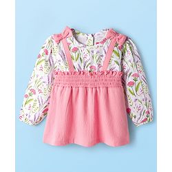 Babyhug 100% Cotton Single Jersey Knit Full Sleeves Tops With Floral Print - Pink
